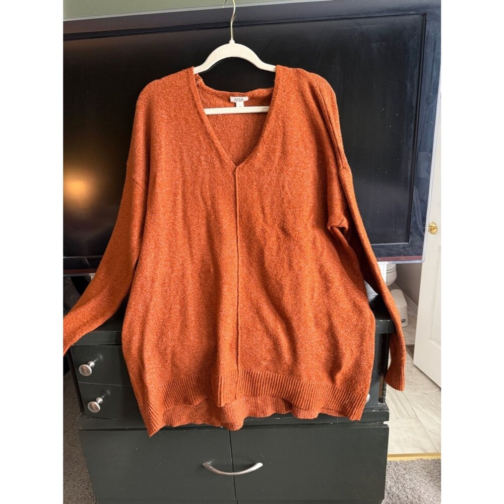 a.n.a Rust Orange V-Neck Oversized Sweater
